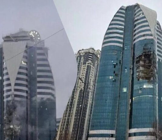 Дроны атаковали здание комплекса «Грозный-Сити». ВИДЕО