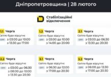 Дніпропетровщина: графіки відключень на 28 лютого