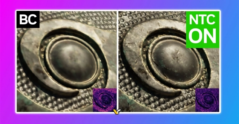 Neural Texture Compression от NVIDIA сокращает VRAM с 6,5 ГБ до 970 МБ без потерь качества