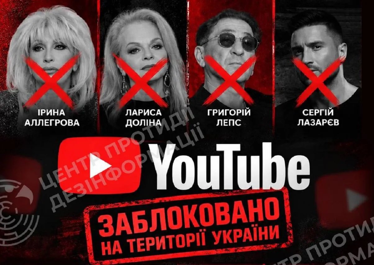 YouTube заблокував в Україні понад 30 каналів російських артистів-путіністів — ЦПД